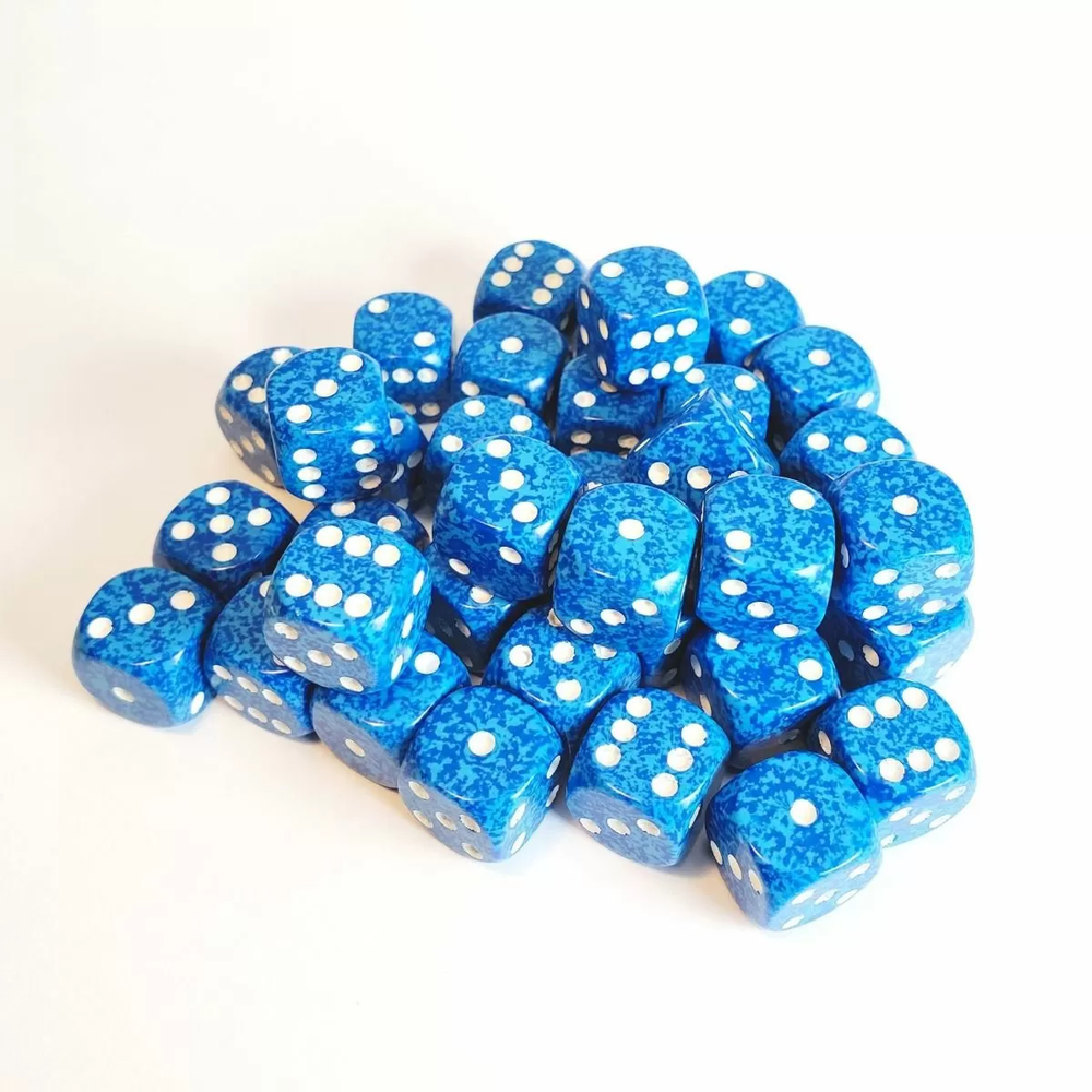 D6 Dice Speckled 12mm Water (36 Dice in Display)