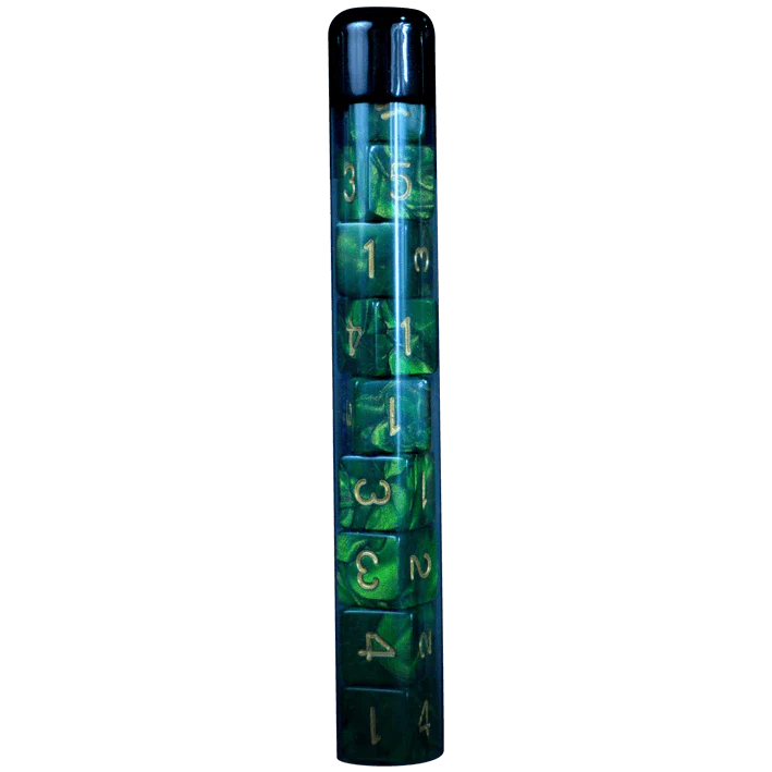 Elder Dice (D6 Tube) - Green Lovecraft Elder Sign