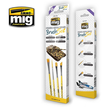 Ammo by MIG Brushes Streaking and Vertical Surfaces Brush Set