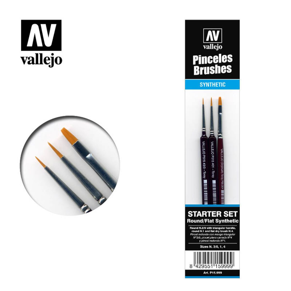 Vallejo Brushes: Precision - Starter Set I (3 Pcs.)