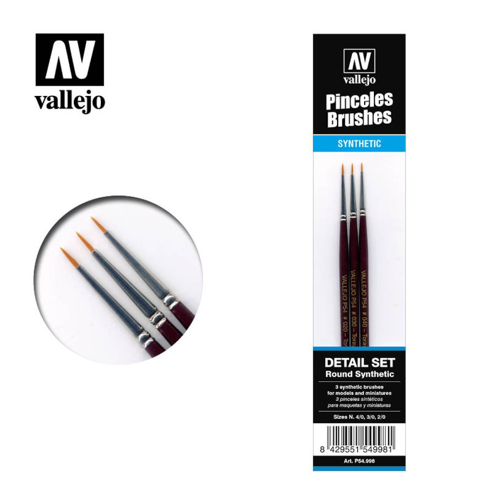 Vallejo Brushes: Definition Set - Synthetic Fibers (sizes 4/0; 3/0 & 2/0)