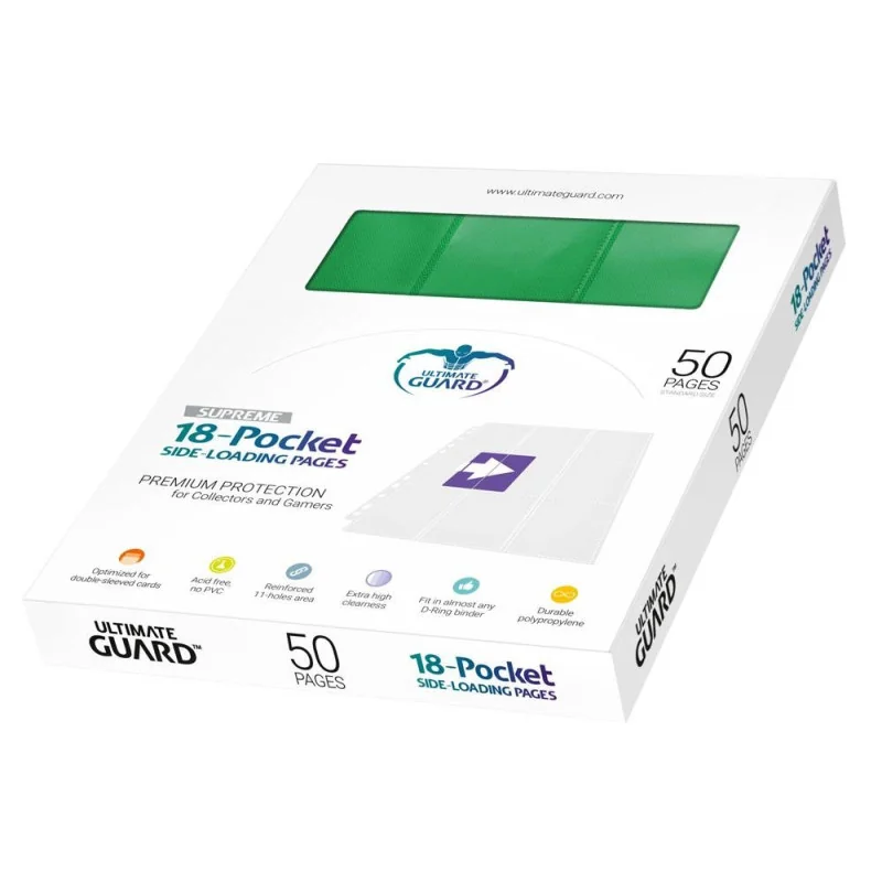 Ultimate Guard 18-Pocket Pages Side-Loading Green (50)
