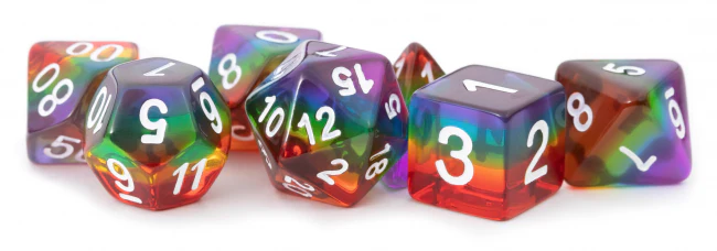 MDG Polyhedral Resin Dice Set - Translucent Rainbow