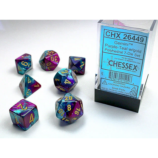 CHX 26449 Gemini Purple-Teal/Gold 7-Die Set