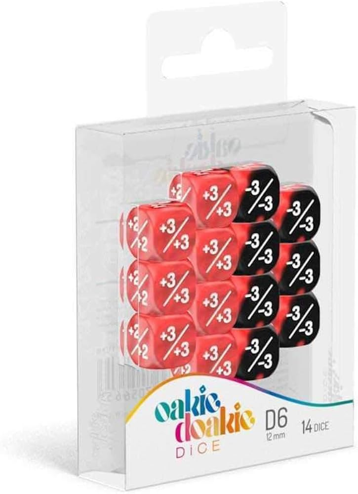 Oakie Doakie Dice D6 Marble / Gemidice Positive & Negative 12mm Red (14)