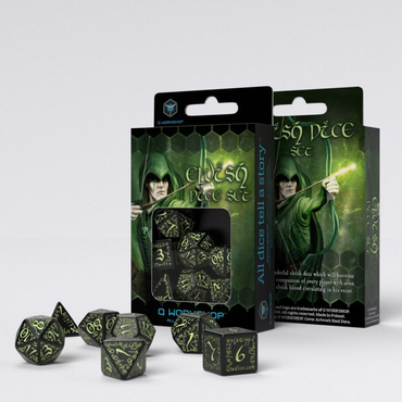 Q Workshop Elvish Black & Glow-In-The-Dark Dice Set 7