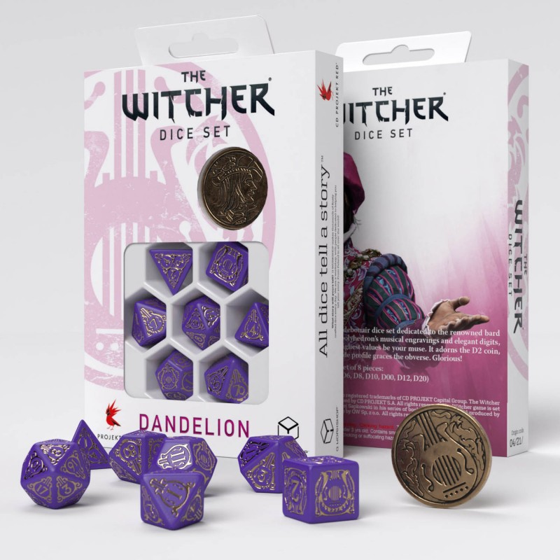 Q Workshop The Witcher Dice Set Dandelion - Viscount De Lettenhove Dice Set 7 With Coin
