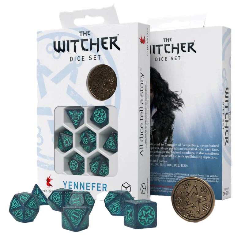 Q Workshop The Witcher Dice Set Yennefer - Sorceress Supreme Dice Set 7 With Coin