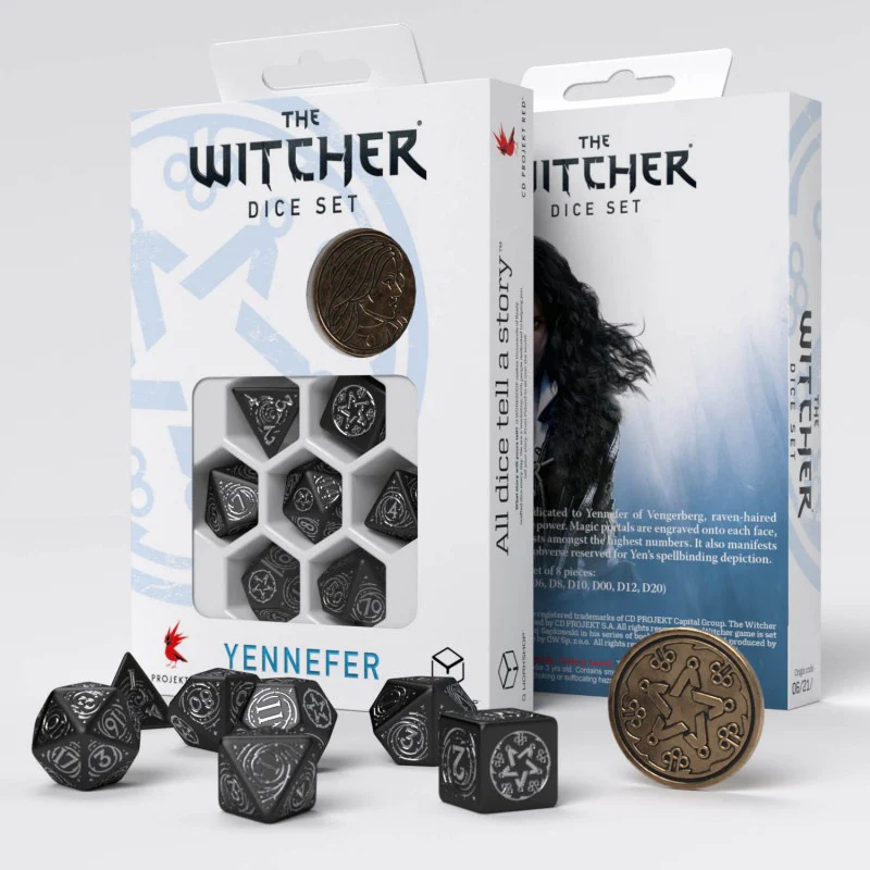 Q Workshop The Witcher Dice Set Yennefer - The Obsidian Star Dice Set 7 With Coin