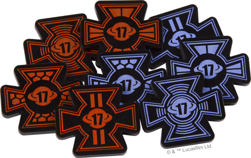 Aetherworks X-Wing Target Lock Tokens (A-E) - Red and Blue