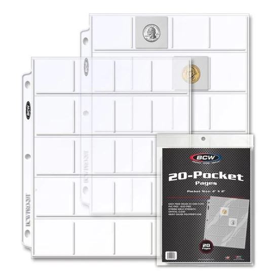 BCW 20 Pocket Protective Pages Coins (20 Pages Per Pack)