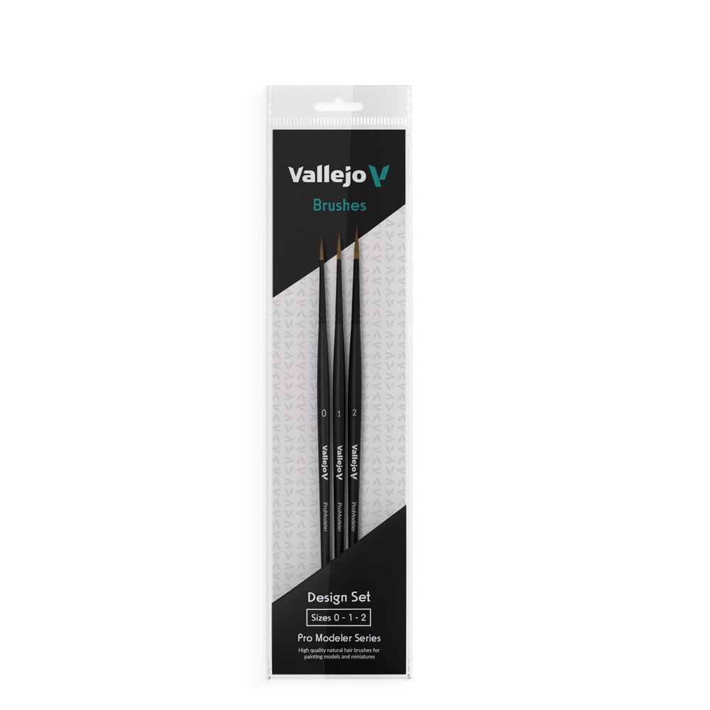 Vallejo Brushes: Pro Modeler - Design Set - Natural Hair (Sizes 0, 1 & 2)