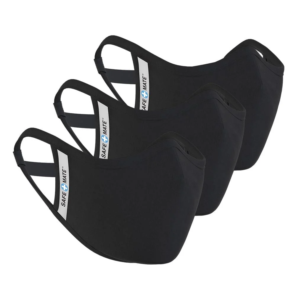 Case-Mate Safe Mate Washable Cloth Mask Size S/M 3 Pack - Black