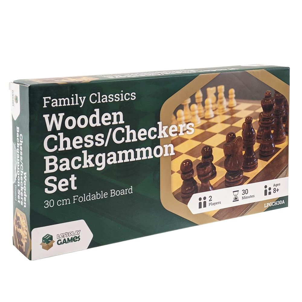 LPG Wooden Folding Chess/Checkers/Backgammon Set 30cm