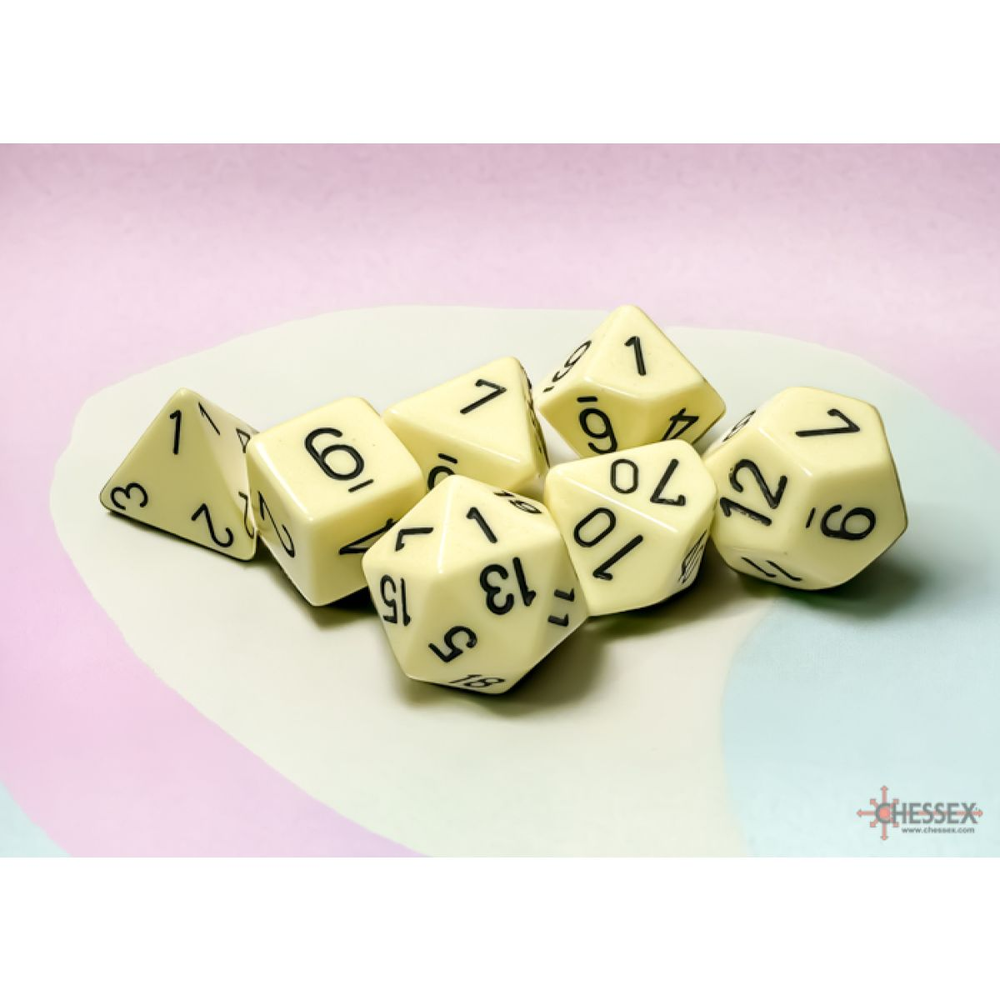 Chessex: Opaque Polyhedral Pastel Yellow/Black 7-die Set