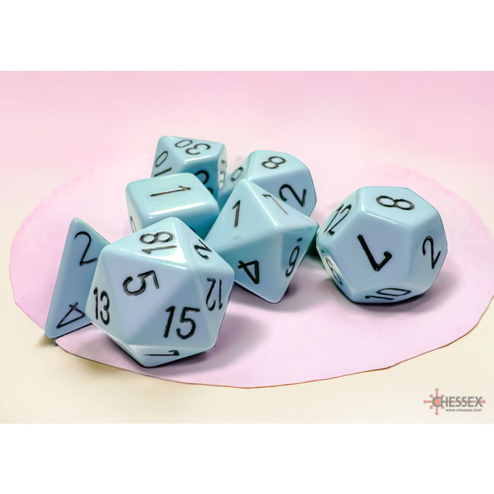 Chessex: Opaque Polyhedral Pastel Blue/Black 7-die Set
