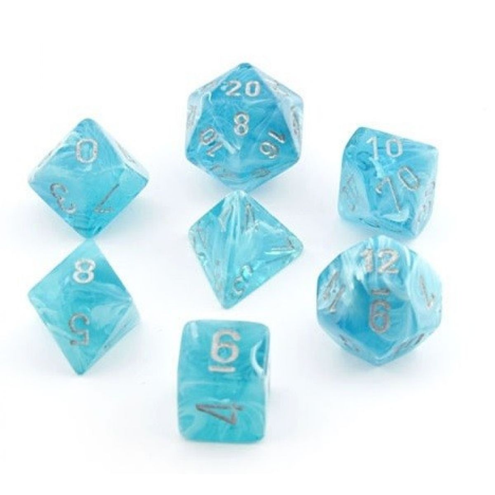Chessex: Cirrus Aqua/Silver 7-die Set