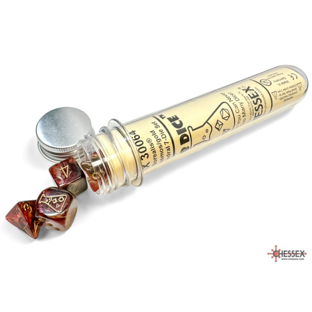 Chessex: Borealis Cosmos/gold Polyhedral 7-Dice Set (with bonus die)