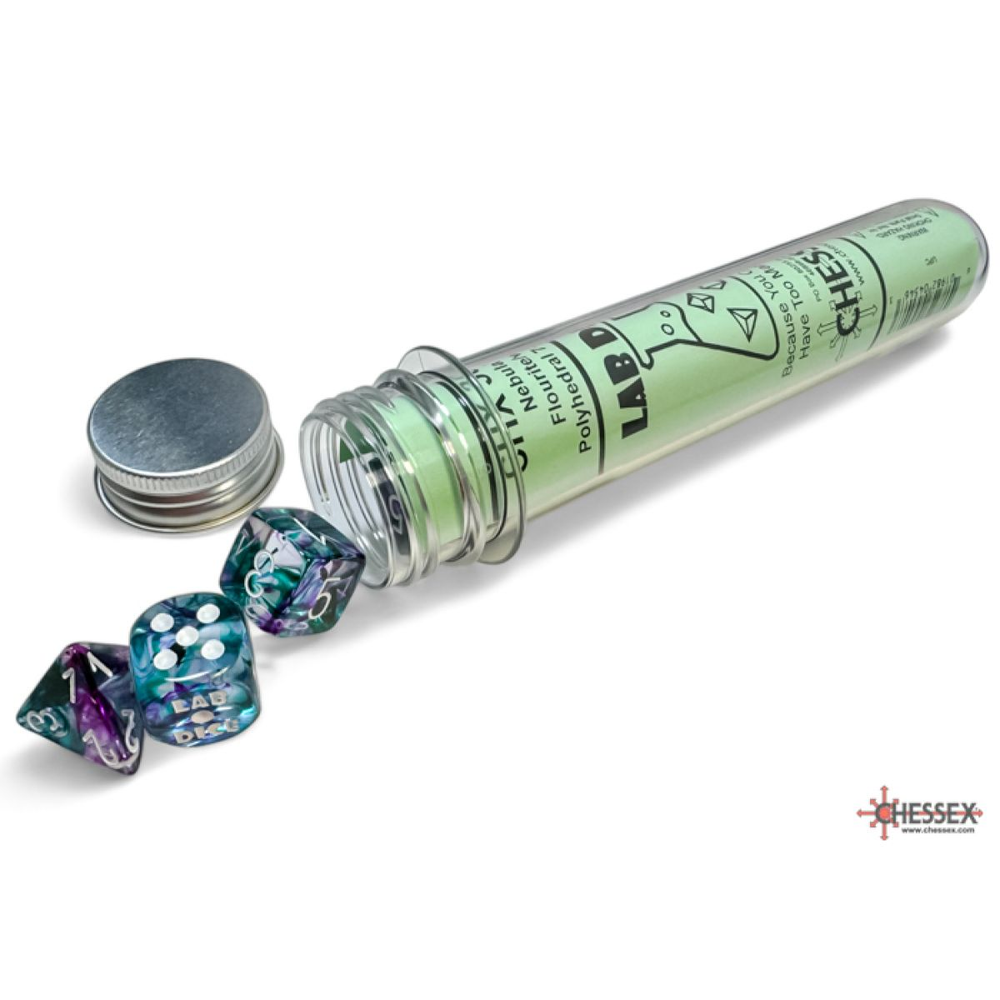 CHX 30068 Nebula Fluorite/white Polyhedral 7-Dice Set (with bonus die)