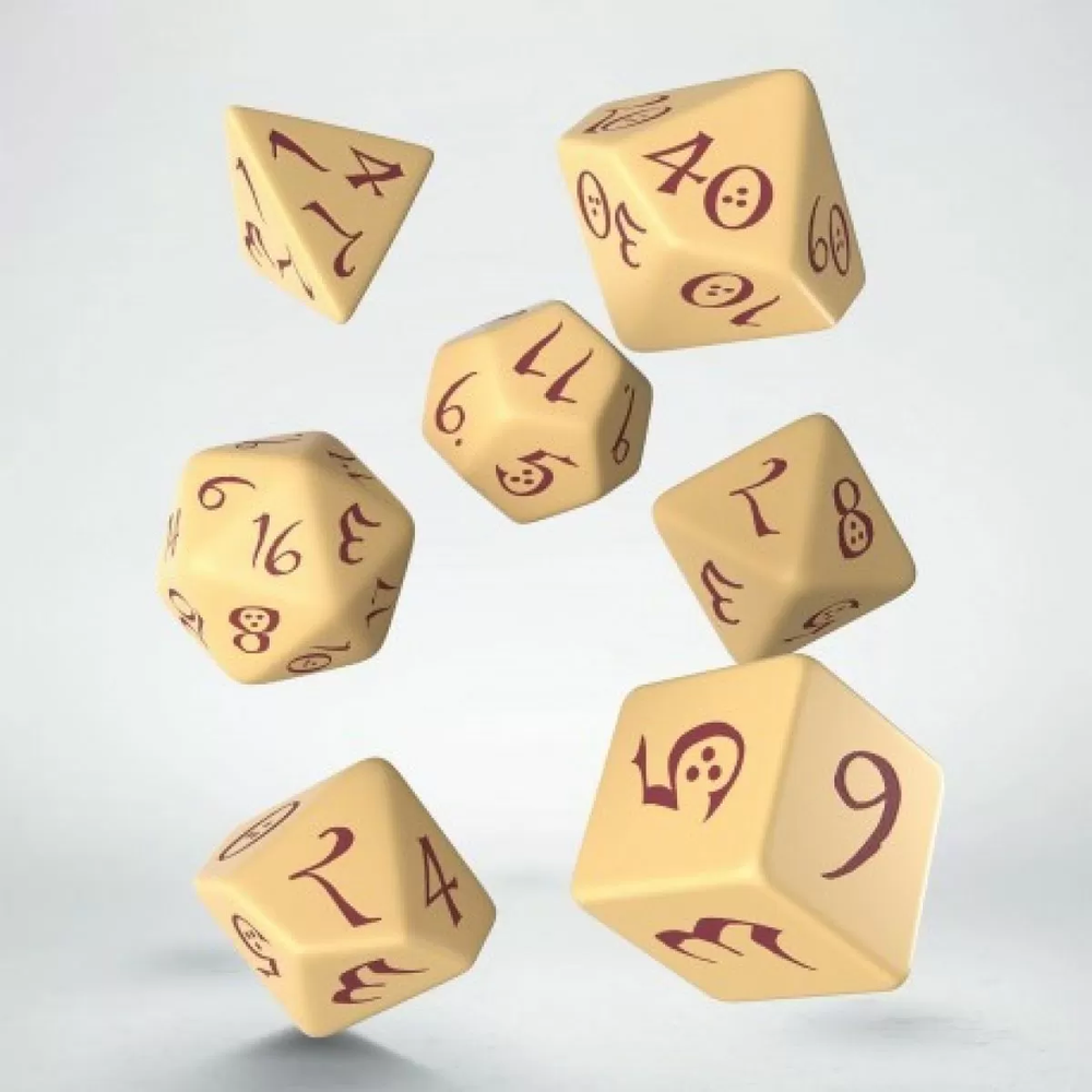 Q Workshop: Classic RPG Beige & Burgundy Dice Set 7