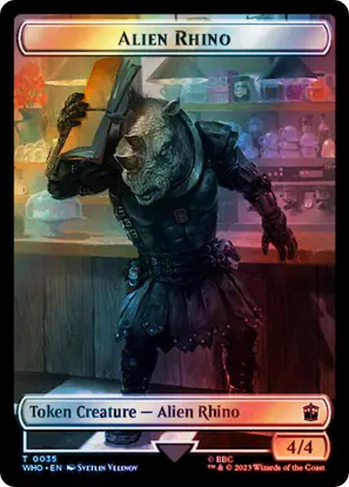 Alien Rhino // Mutant Double-Sided Token (Surge Foil) [Doctor Who Tokens]