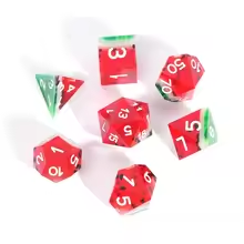 7pcs Resin Dice Set: Watermelon Series Set D&D Dice DND Sharp Edge Dice Polyhedral Dice Dungeons and Dragons