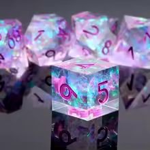 7Pcs DND Violet Solid Resin Dice Set Purple Crystal Multi-sided Polyhedral Dice for D&D Game COC Role Playing RPG Table D6~D20