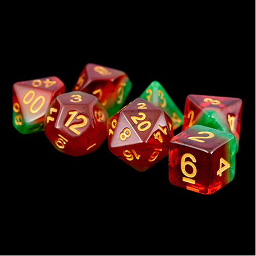 MDG 16mm Resin Polyhedral Dice Set: Watermelon