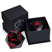 Giant Crystal D20: Solid Black/Red