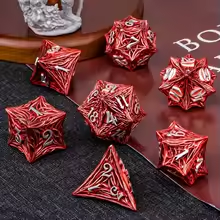 7pc Metal Tree Root Dice - Red