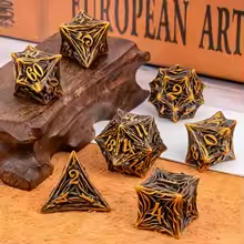 7pc Tree Root Dice - Gold