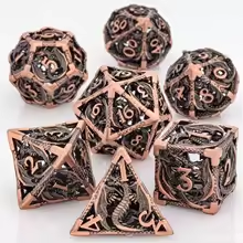 7pc Metal Dragon Dice - Bronze
