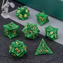 7pc Metal Tree Root Dice - Green
