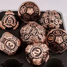 7pc Metal Gear Dice - Bronze/Black