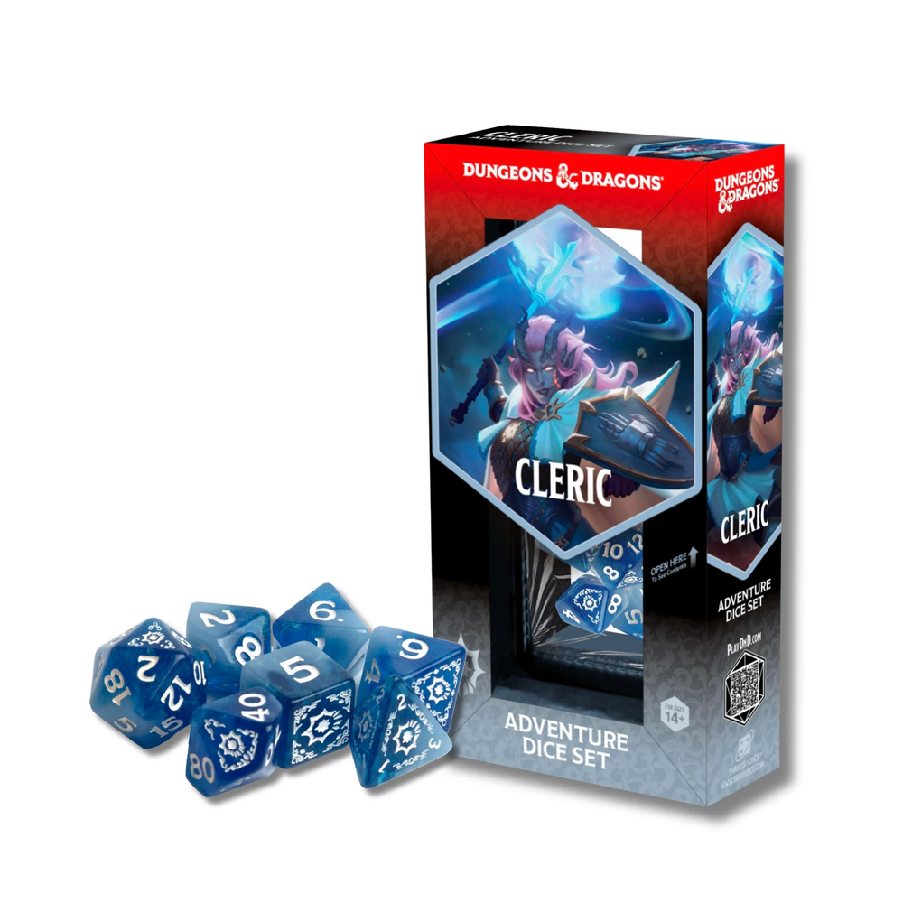 Sirius Dice - D&D Adventure Dice - Cleric - White n Blue