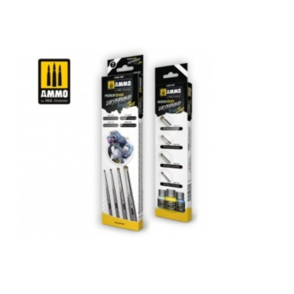 Ammo by MIG - Brushes  Premium Dio Drybrush Set