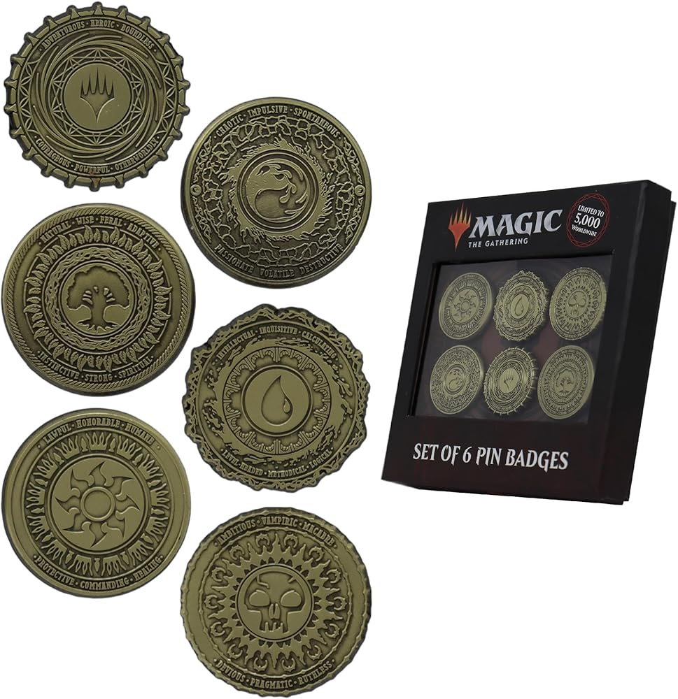 Magic the Gathering Set of 6 Limited Edition Mana Symbol Pin Badges